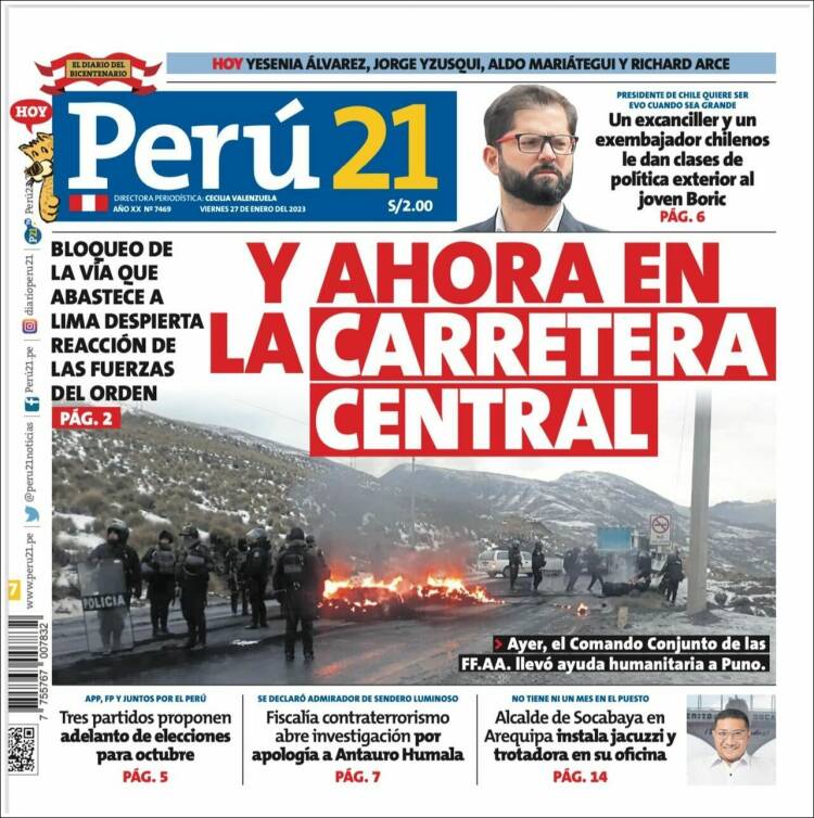 Portada de Perú 21 (Per&uacute;)