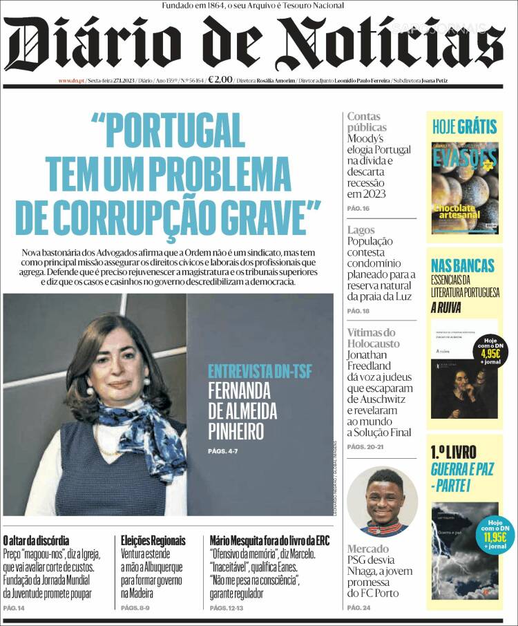 Portada de Diário de Noticias (Portugal)
