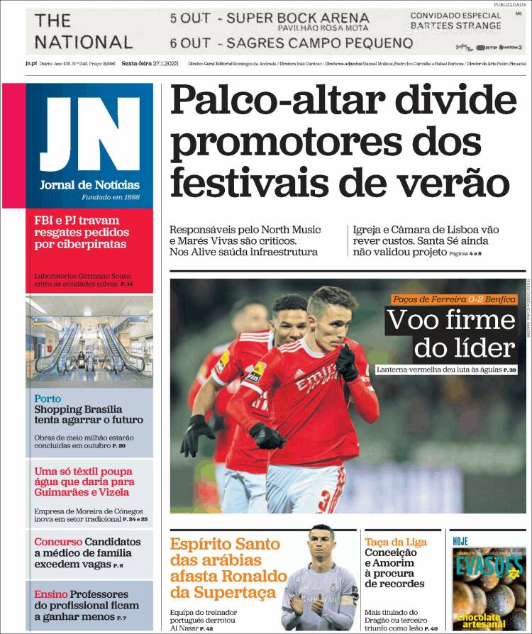 Portada de Jornal de Notícias (Portugal)