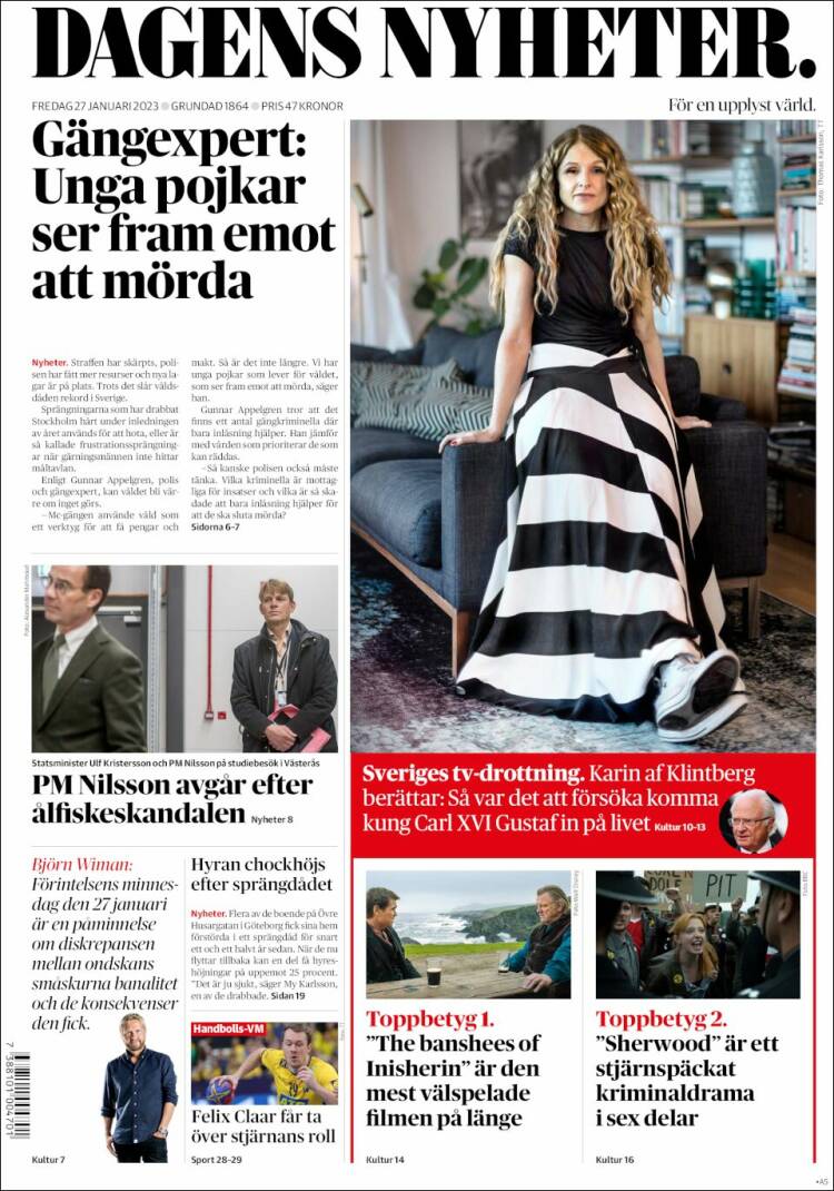 Portada de Dagens Nyheter (Suecia)