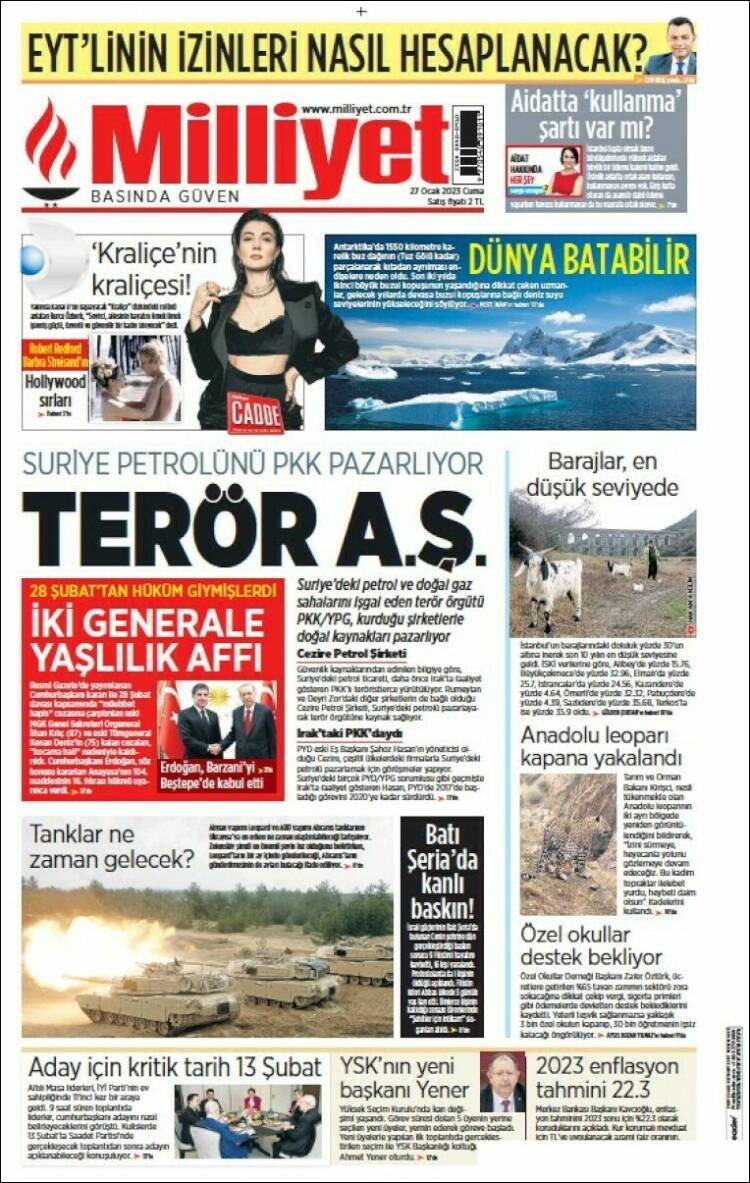 Portada de Milliyet (Turqu&iacute;a)