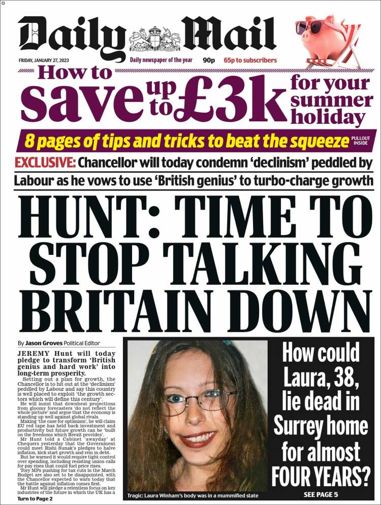 Portada de Daily Mail (Reino Unido)