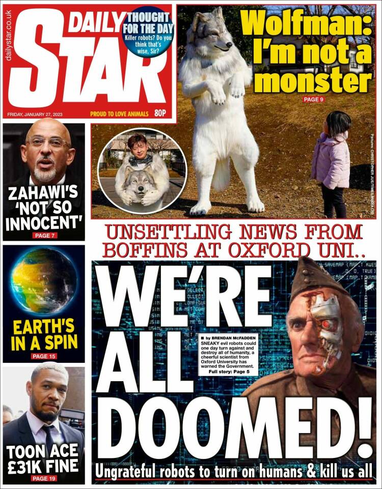 Portada de Daily Star (Reino Unido)