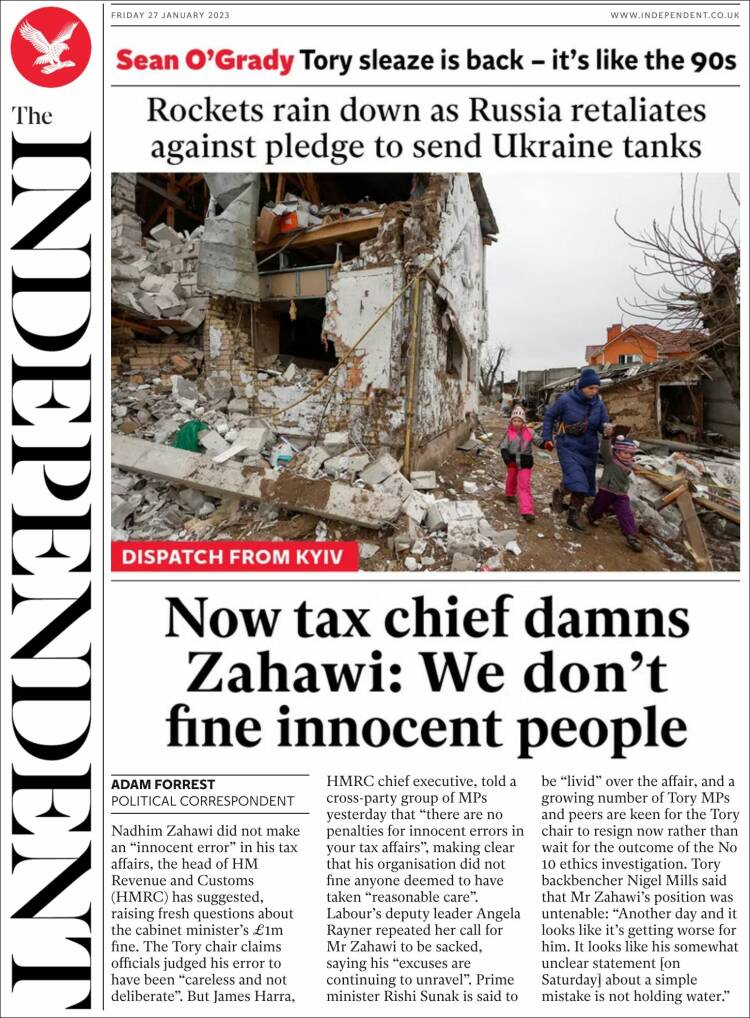 Portada de The Independent (Reino Unido)