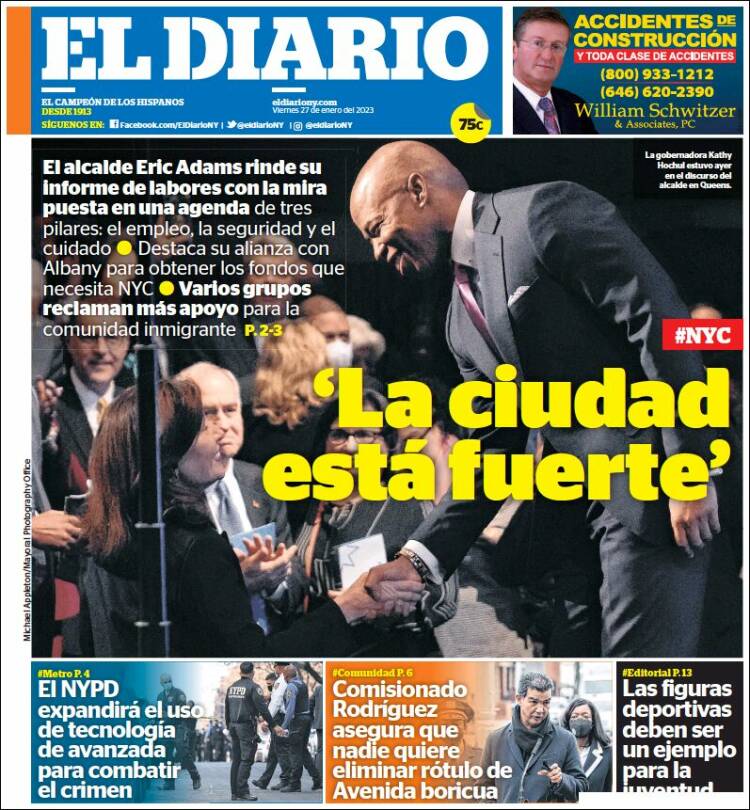 Portada de El Diario NY (USA)