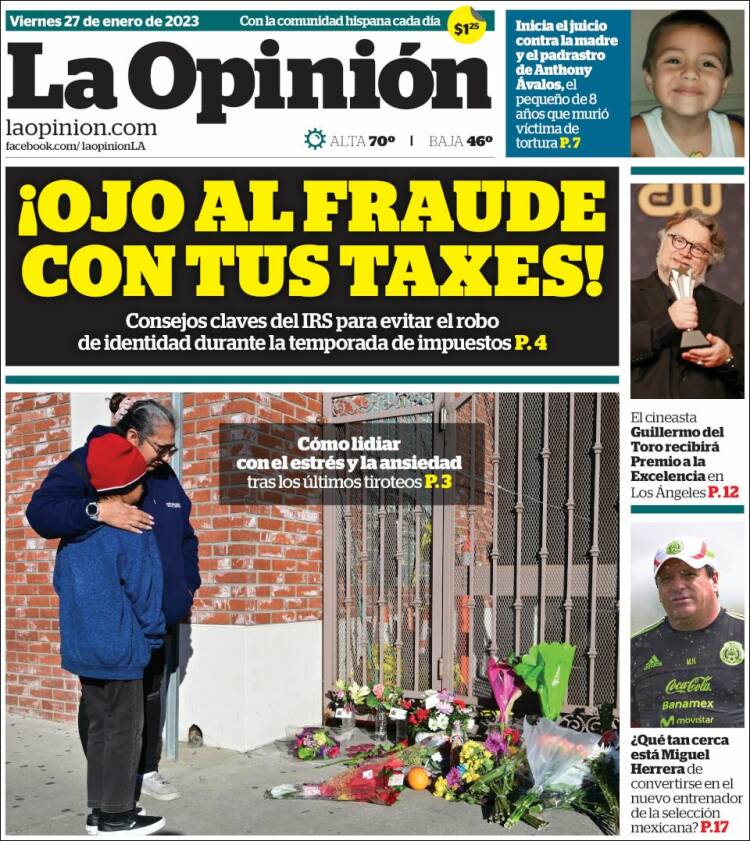 Portada de La Opinión (USA)