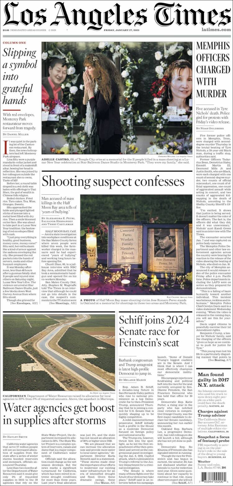 Portada de Los Angeles Times (USA)