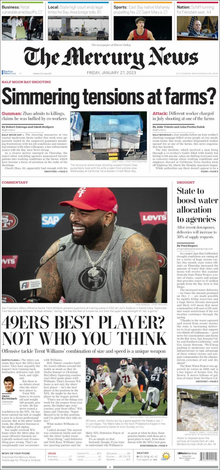 Portada de San Jose Mercury News (USA)