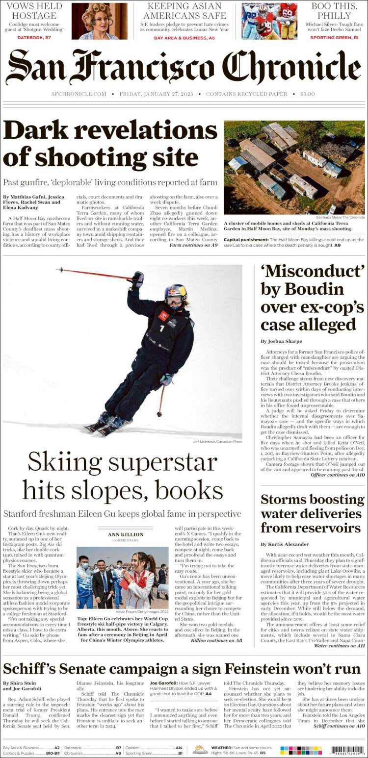 Portada de San Francisco Chronicle (USA)