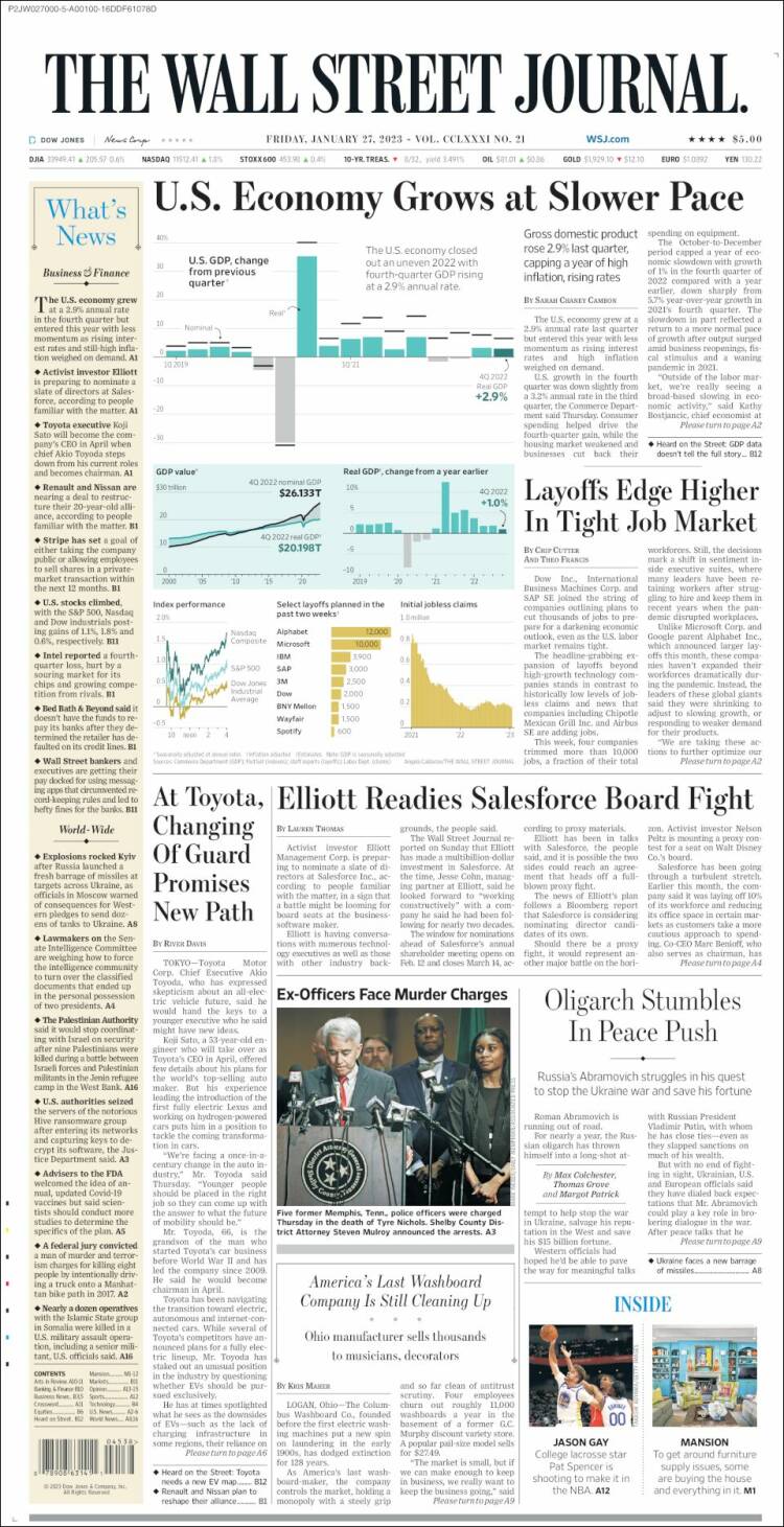 Portada de Wall Street Journal (États-Unis)