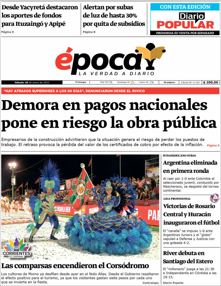 Portada de Diario Época (Argentina)