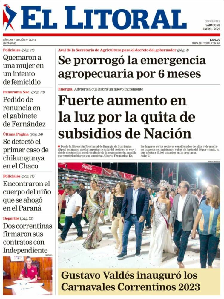 Portada de El Litoral Corrientes (Argentina)