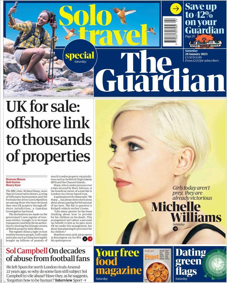 Portada de The Guardian (Reino Unido)