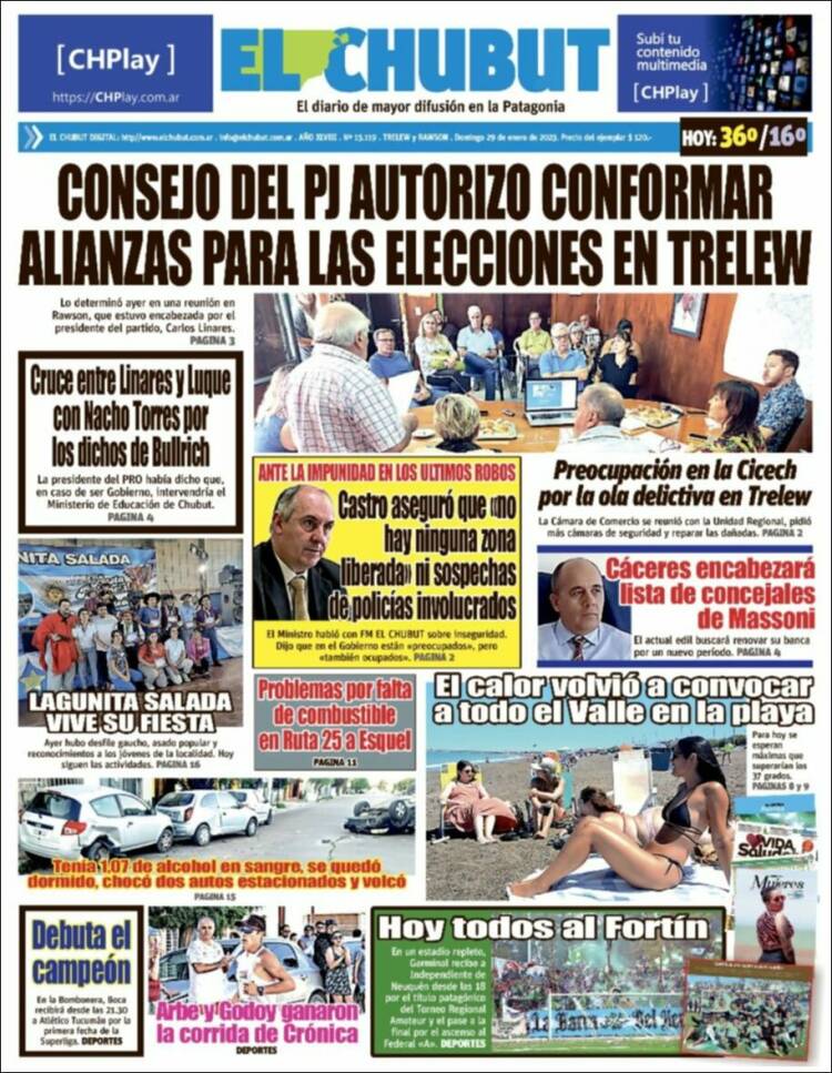 Portada de El Chubut (Argentina)