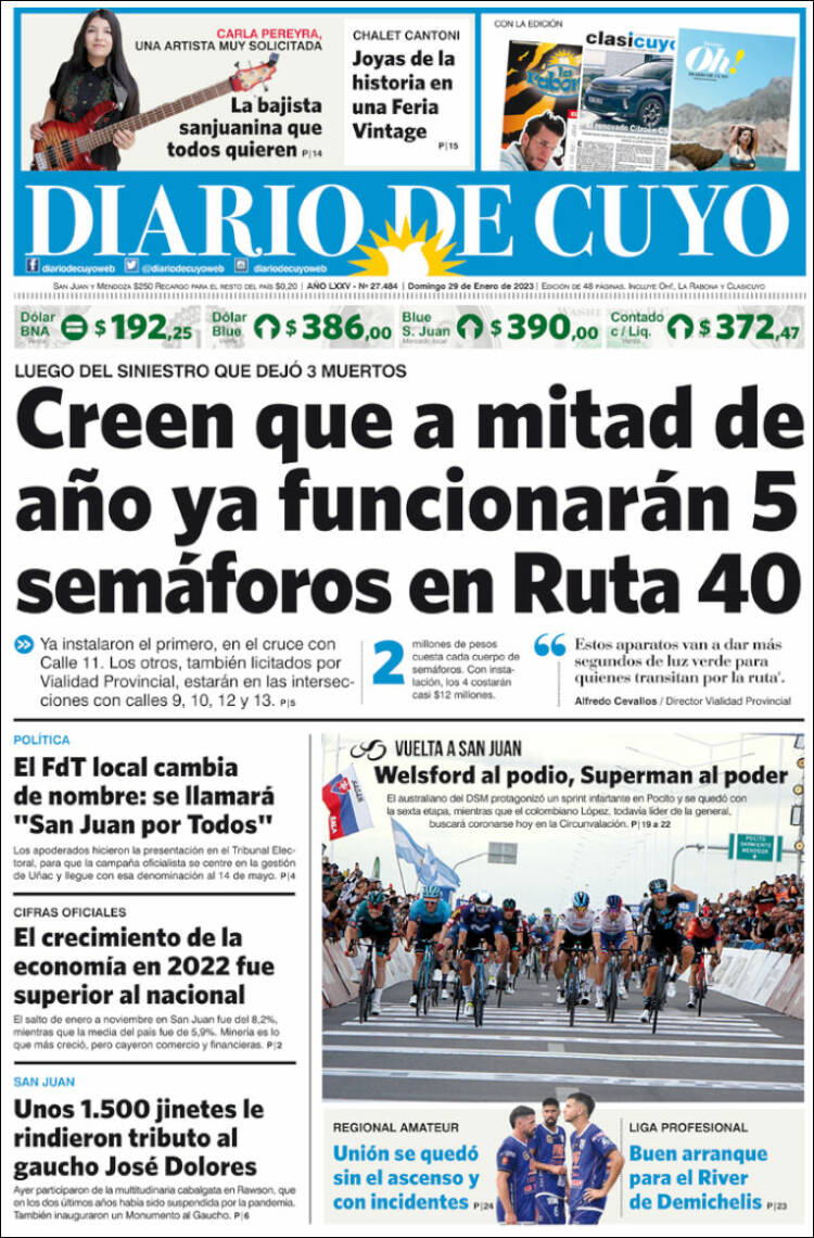 Portada de Diario de Cuyo (Argentina)