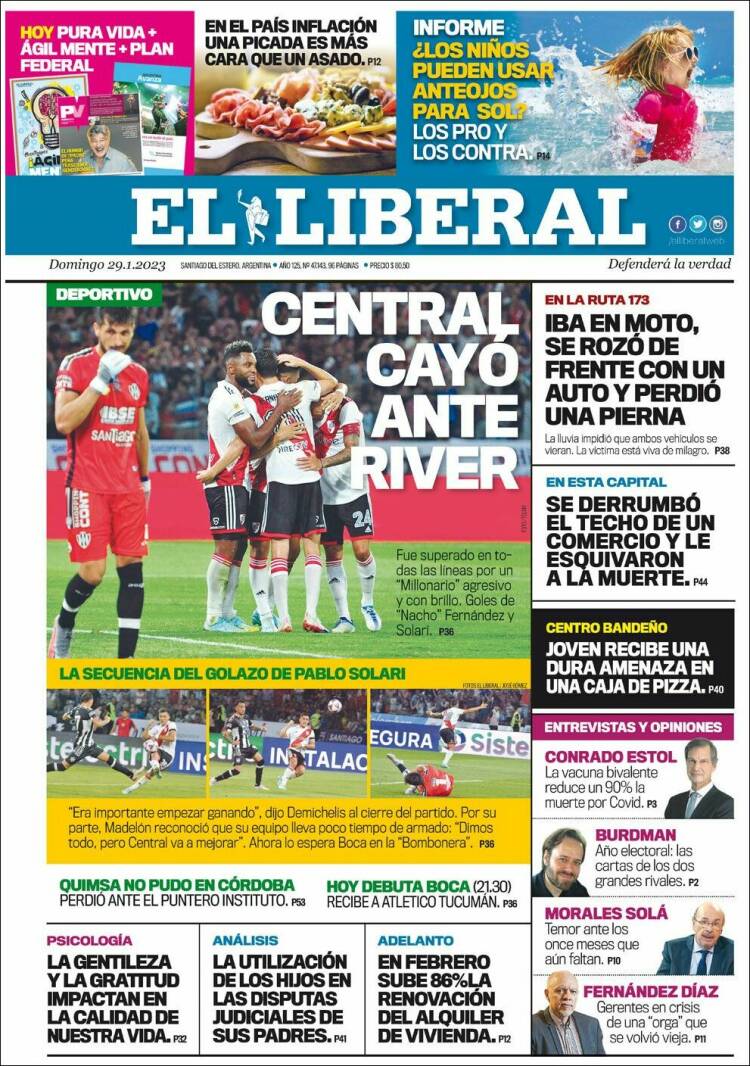 Portada de Diario El Liberal (Argentina)