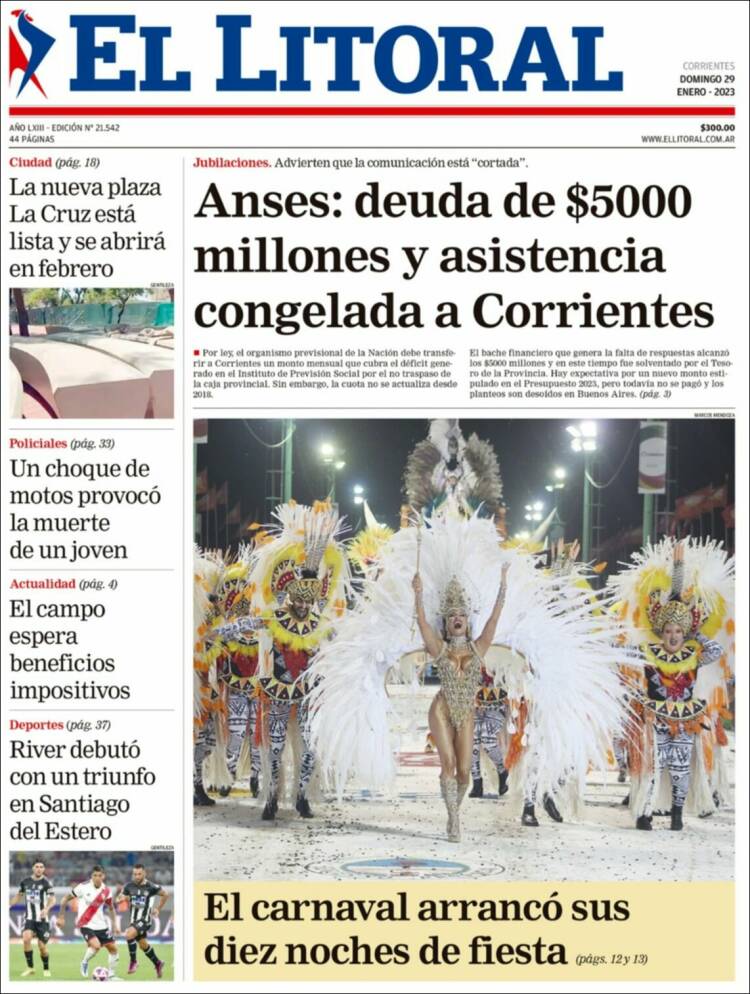 Portada de El Litoral Corrientes (Argentina)