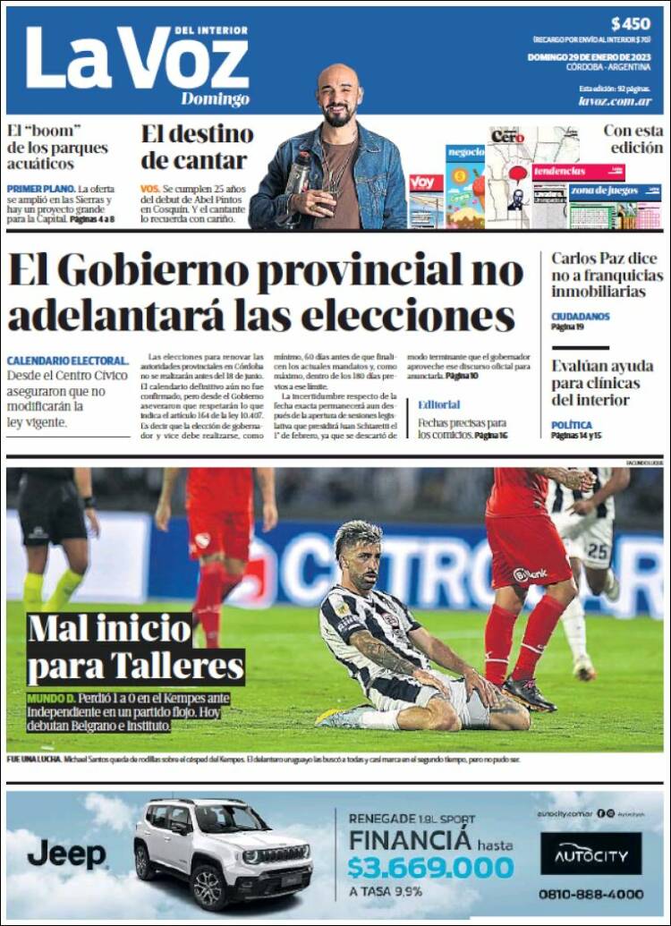 Portada de La Voz del Interior (Argentina)