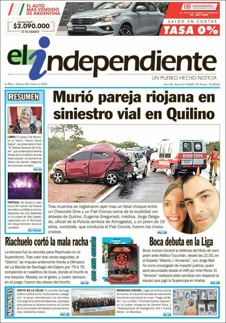 Portada de El Independiente (Argentina)