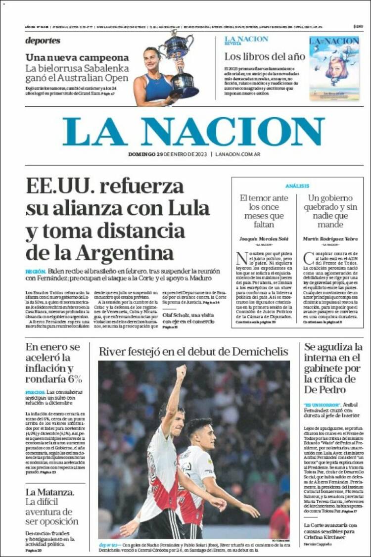 Portada de La Nación (Argentina)