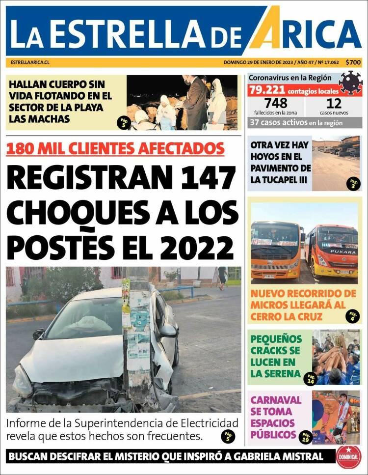 Portada de La Estrella de Arica (Chile)