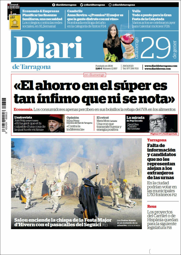 Portada de Diari de Tarragona (España)