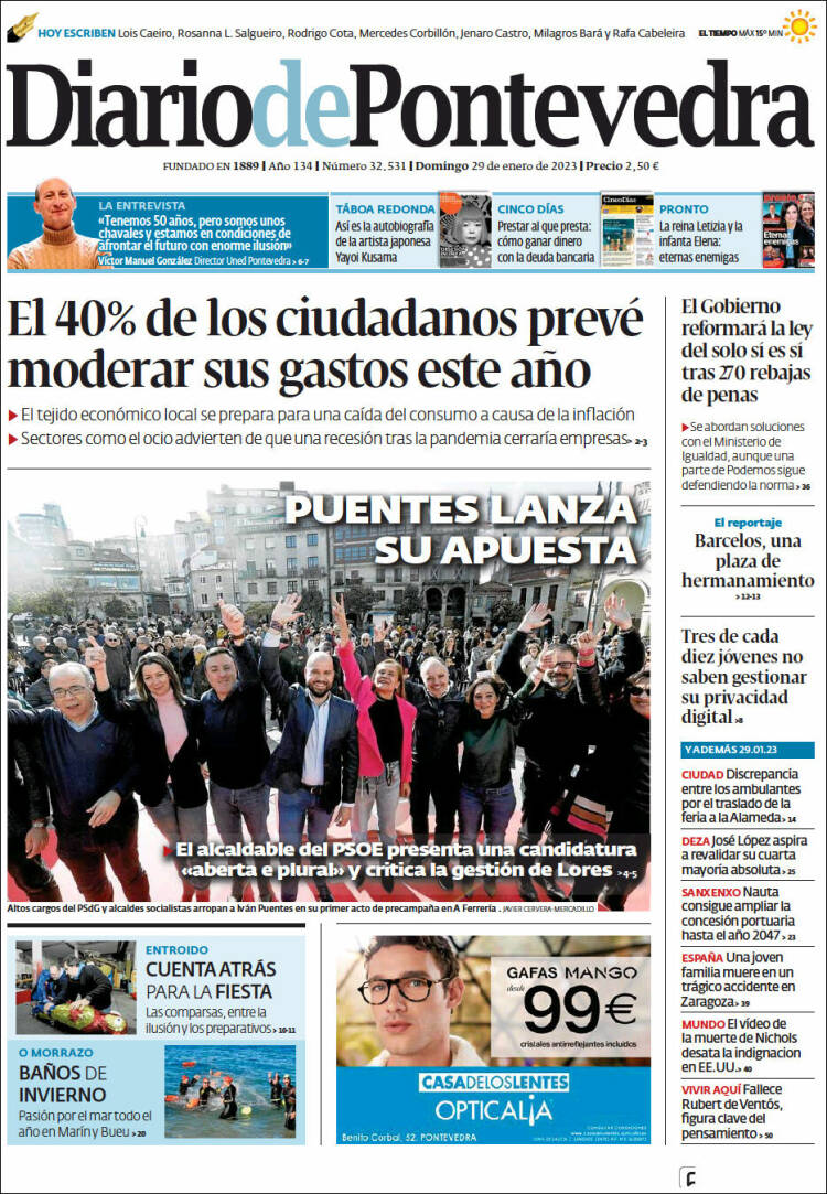 Portada de Diario de Pontevedra (España)