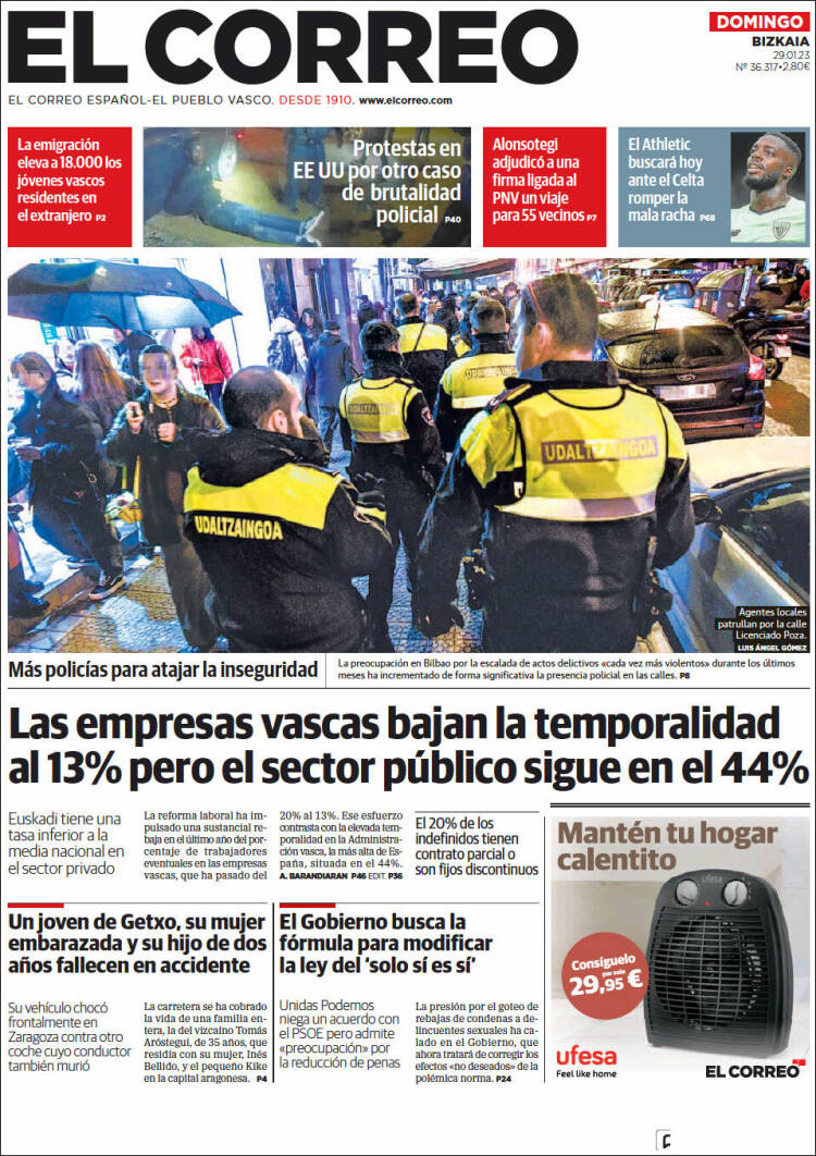 Portada de El Correo (España)