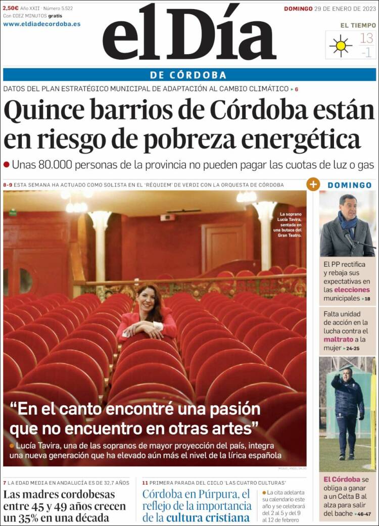 Portada de El Día de Córdoba (España)