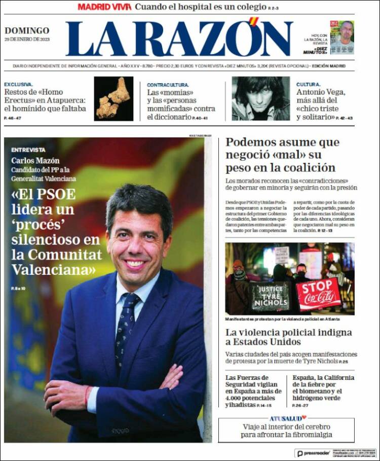 Portada de La Razón (España)