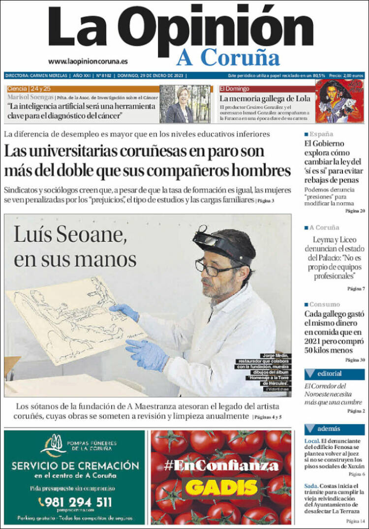 Portada de La Opinión de A Coruña (España)