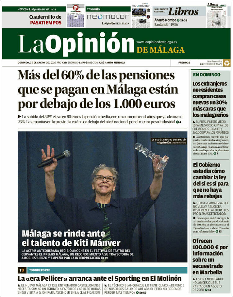 Portada de La Opinión de Málaga (España)