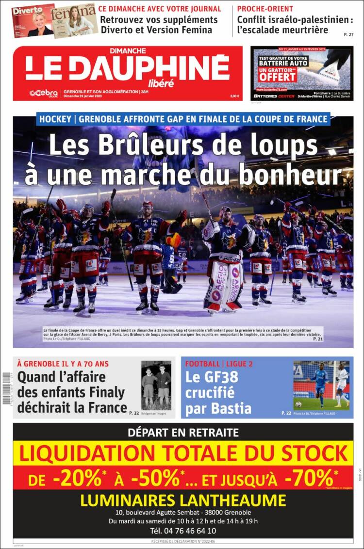 Portada de Le Dauphiné Libéré (France)