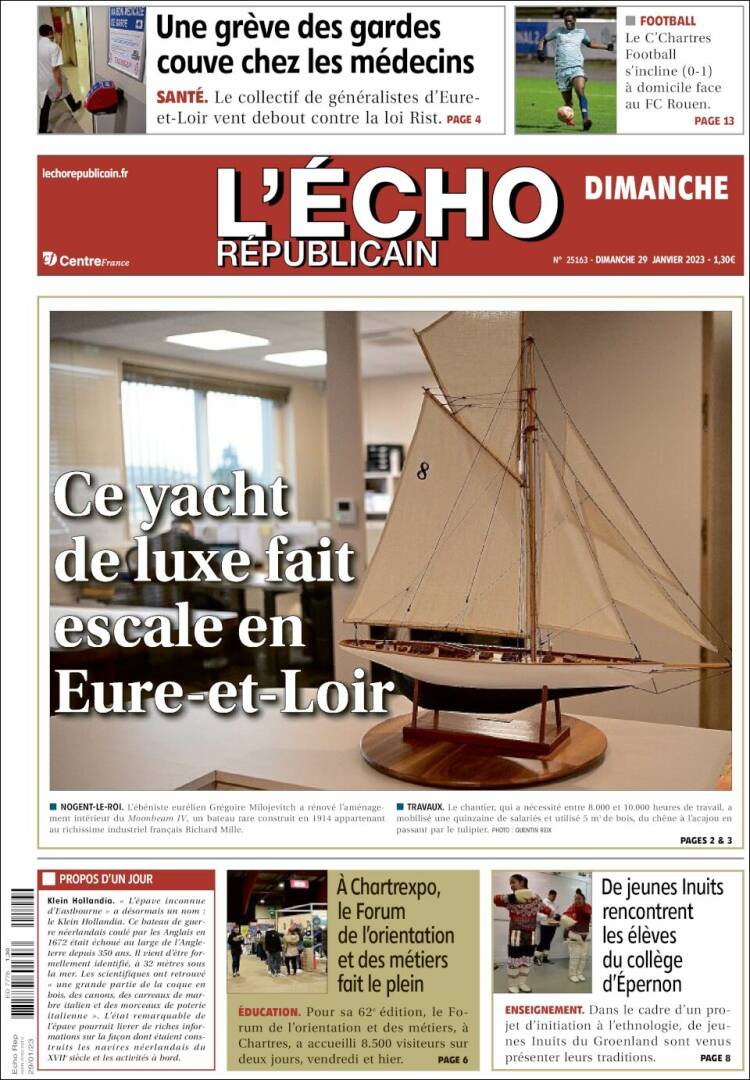 Portada de L'Echo Républicain (Francia)