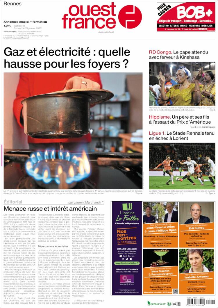 Portada de Ouest France (France)