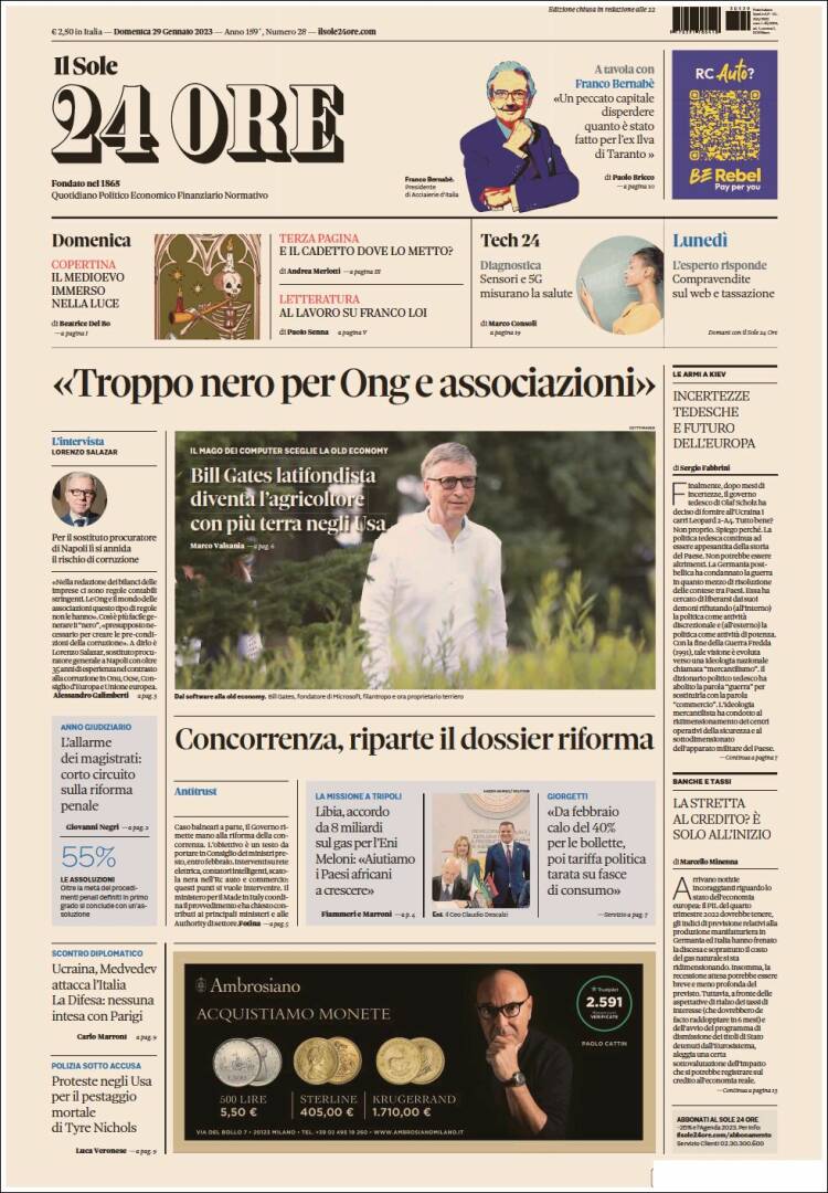 Portada de Il Sole 24 ORE (Italia)