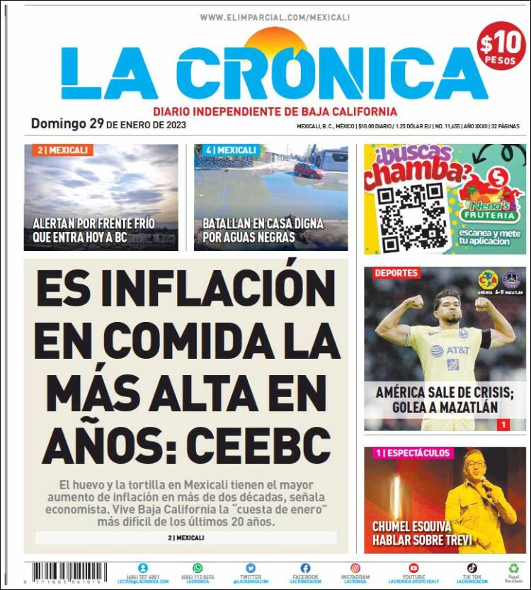 Portada de La Crónica de Baja California (México)