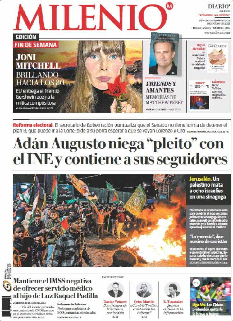 Portada de Milenio - Jalisco (México)