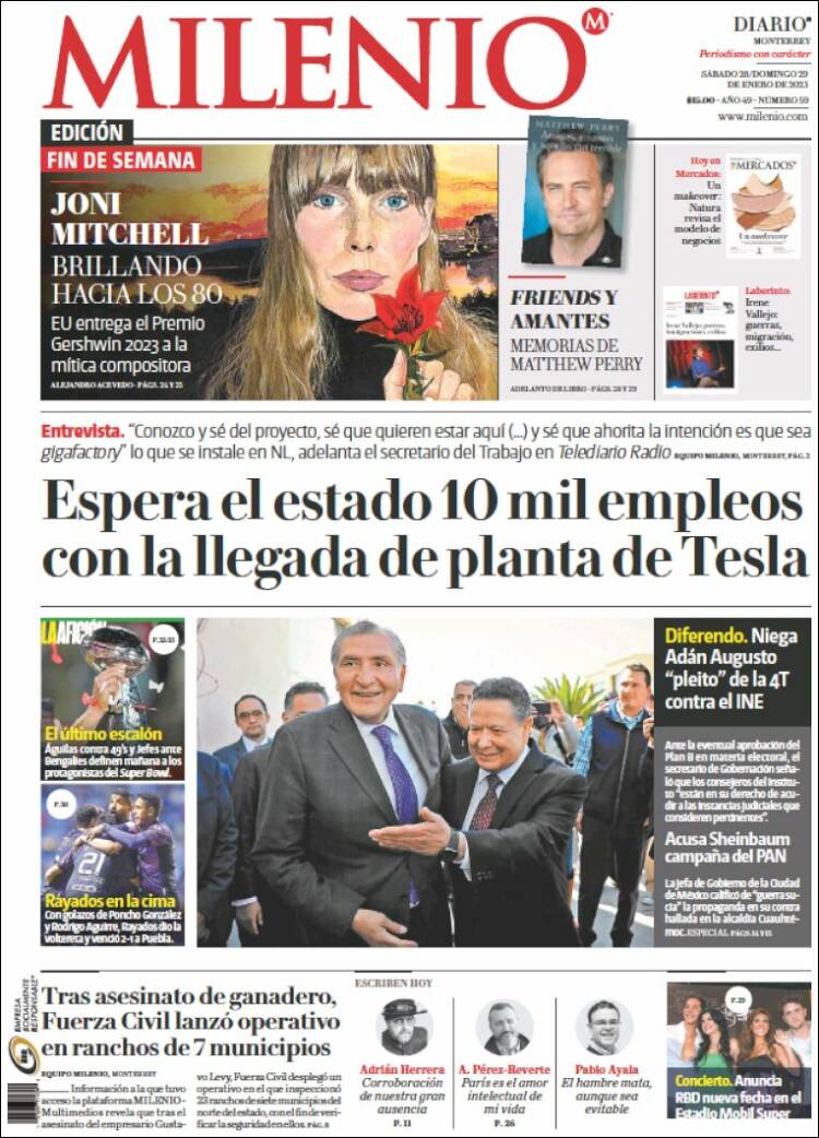 Portada de Milenio de Monterrey (México)