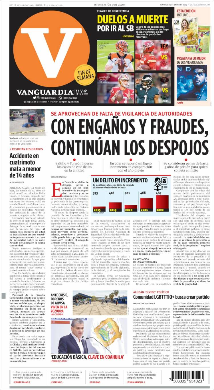 Portada de Vanguardia (México)