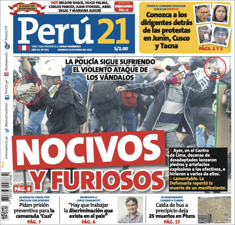 Portada de Perú 21 (Per&uacute;)