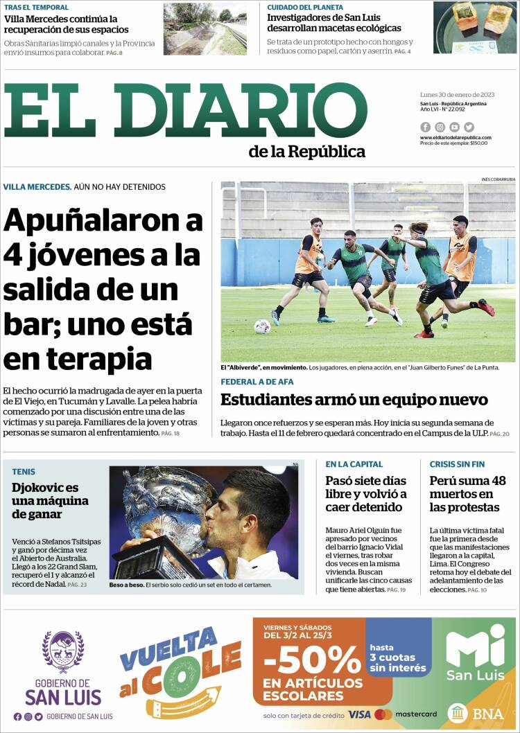 Portada de Diario de la República (Argentina)