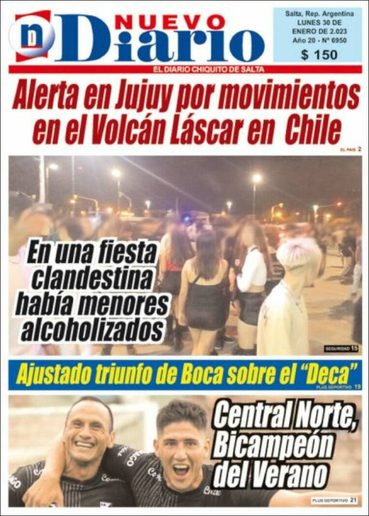 Portada de Nuevo Diario de Salta (Argentina)