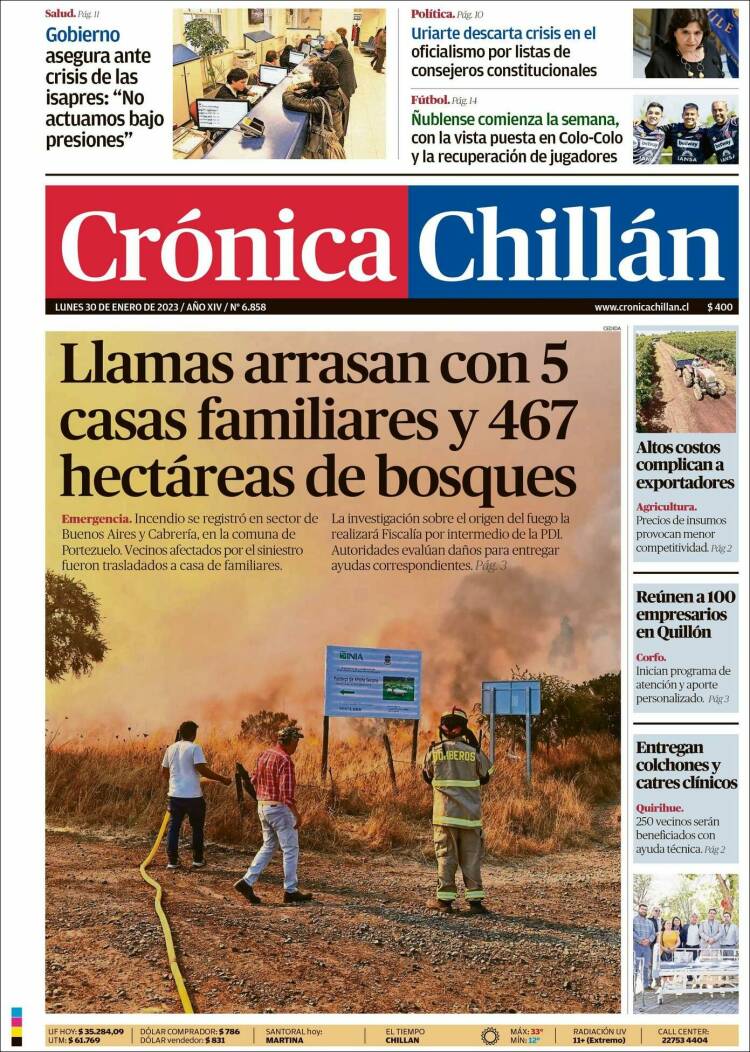 Portada de Crónica Chillán (Chile)