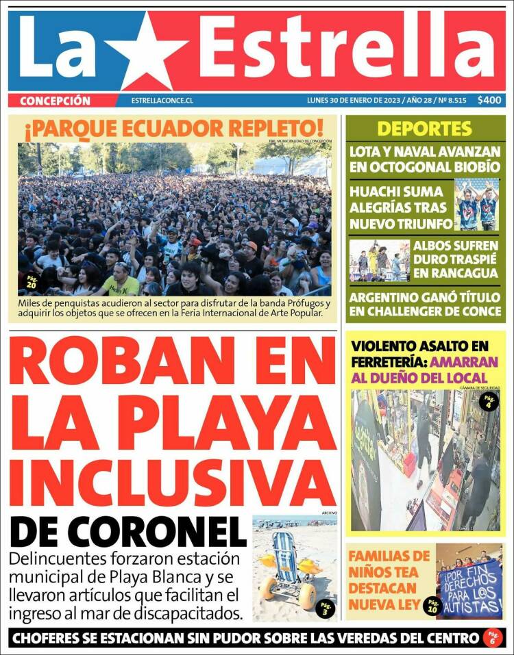 Portada de La Estrella de Concepción (Chile)