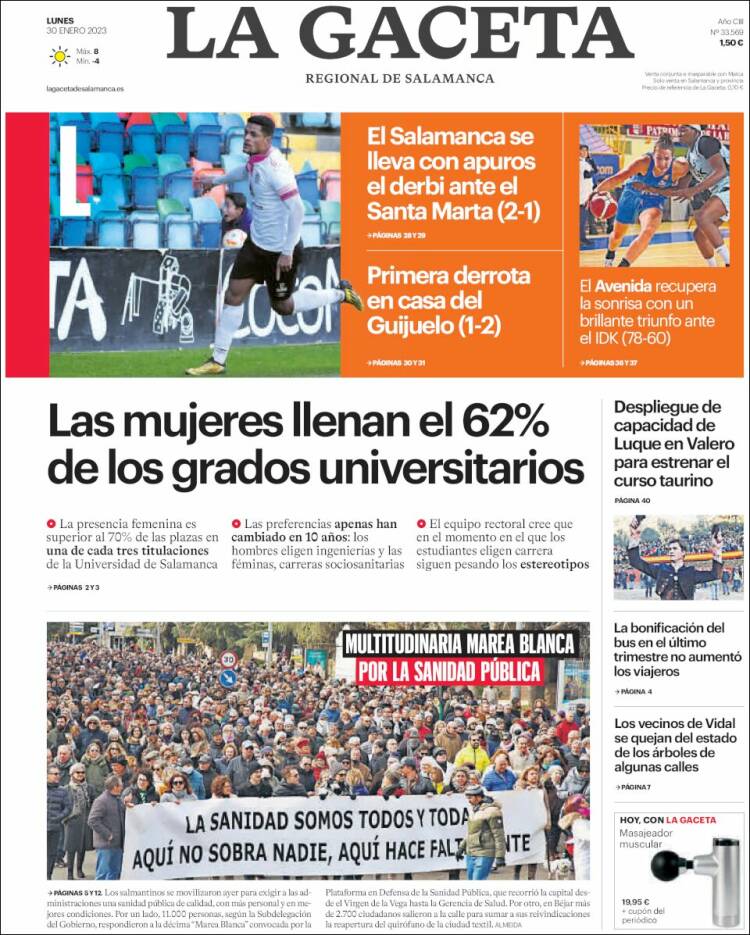 Portada de La Gaceta de Salamanca (España)