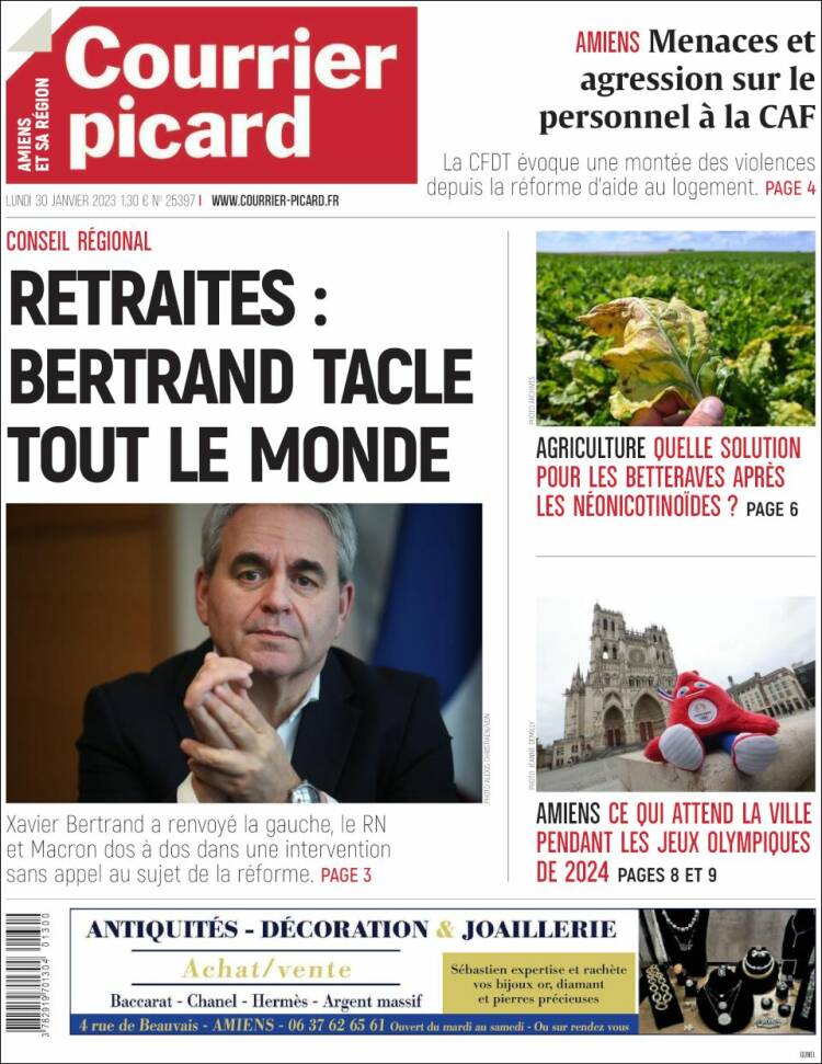 Portada de Courrier Picard (Francia)