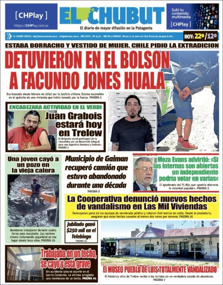 Portada de El Chubut (Argentina)