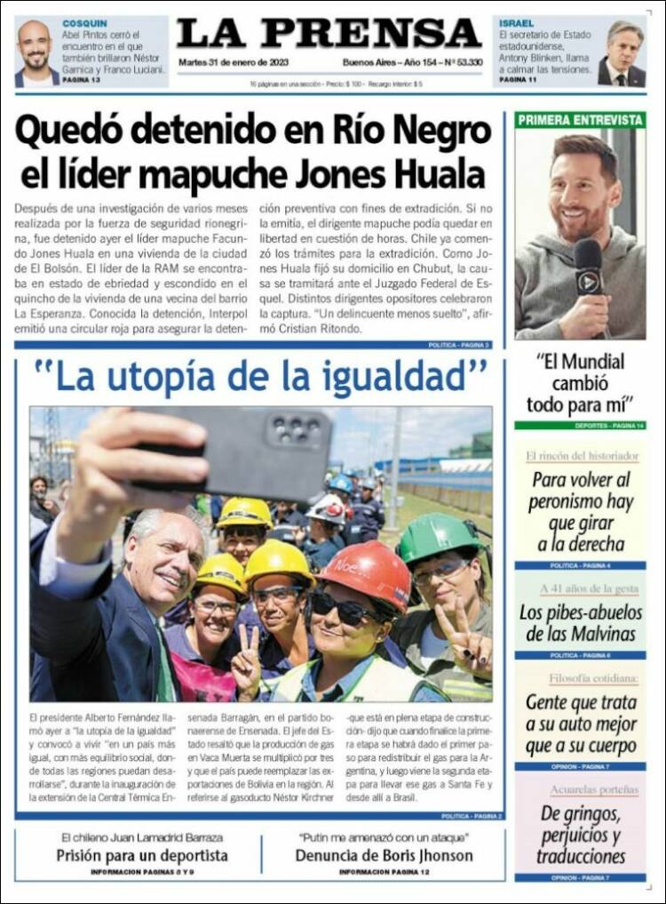 Portada de La Prensa (Argentina)