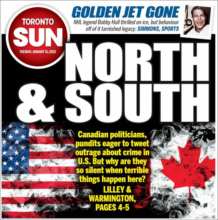 Portada de The Toronto Sun (Canadá)